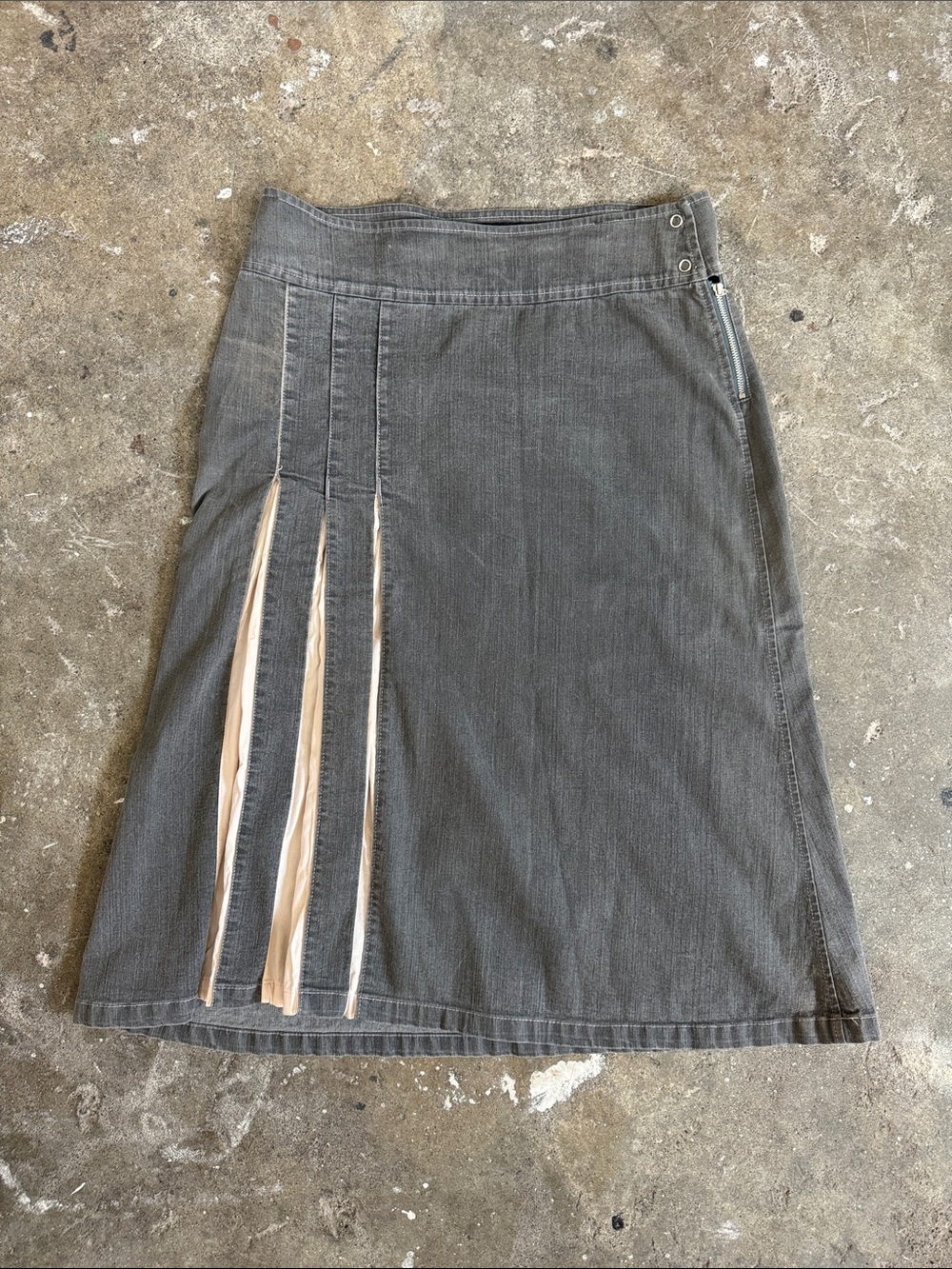 Y2K Denim Pleated Midi Skirt